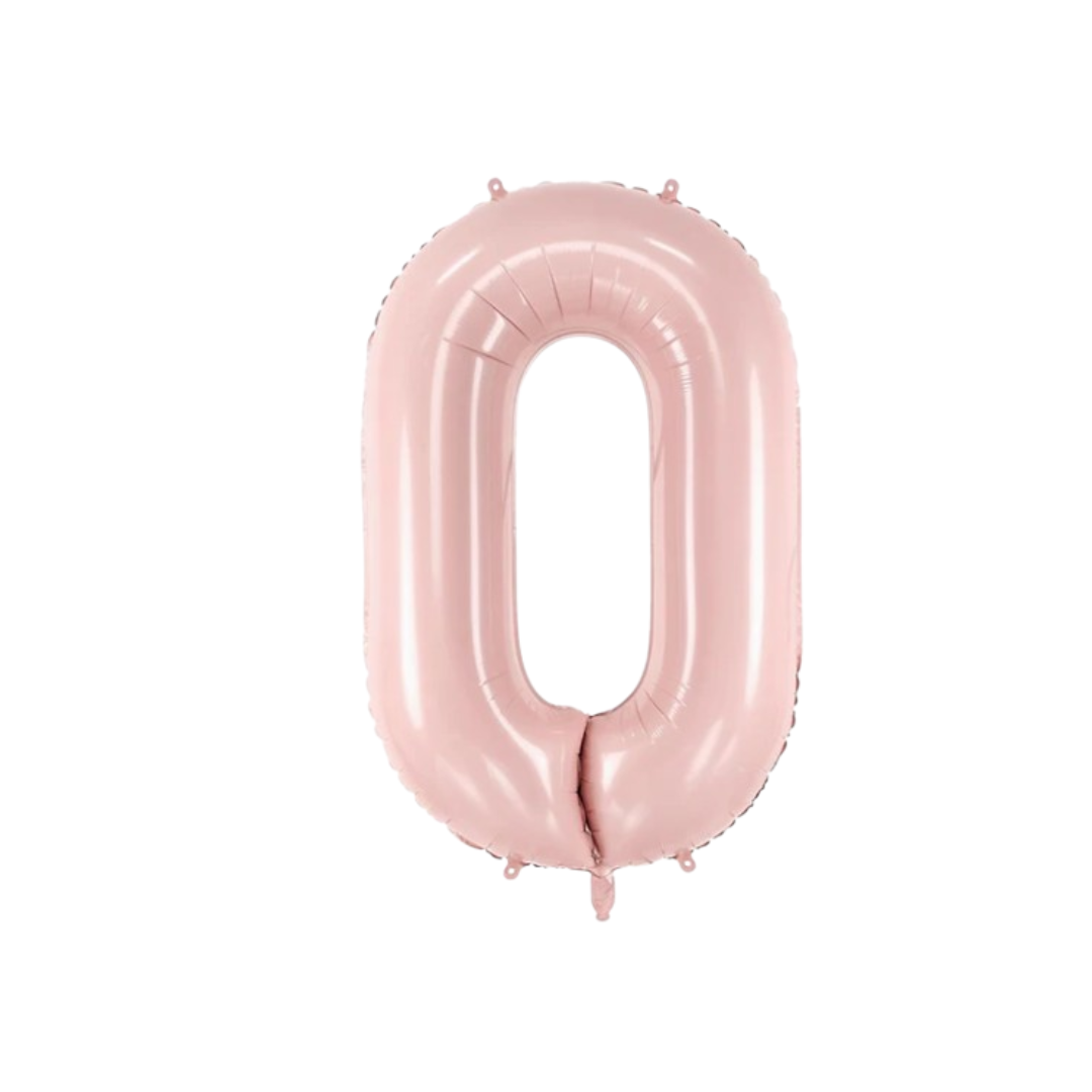 Pastel Baby Pink Matte Number 0 Balloon – 40" Foil Birthday Party Decoration