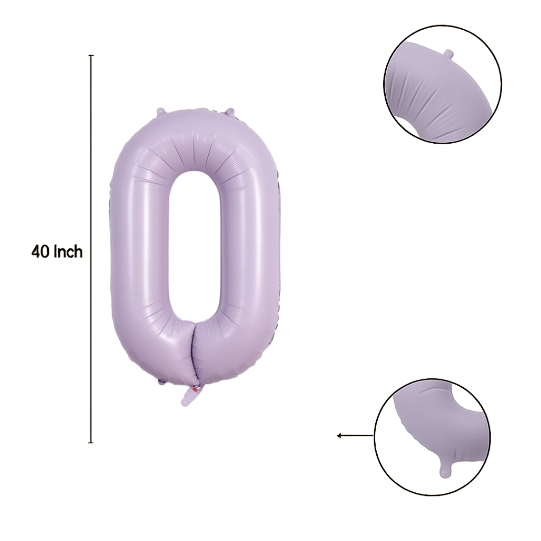 40" Number 0 Foil Balloon – Baby Purple Pastel Lavender – Giant Birthday & Party Decoration