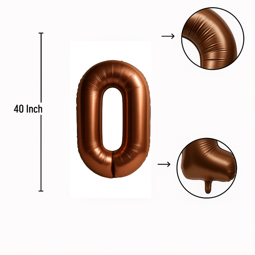 40" Chocolate Brown Number 0 Balloon – Giant Foil Birthday Decoration for Party & Celebration