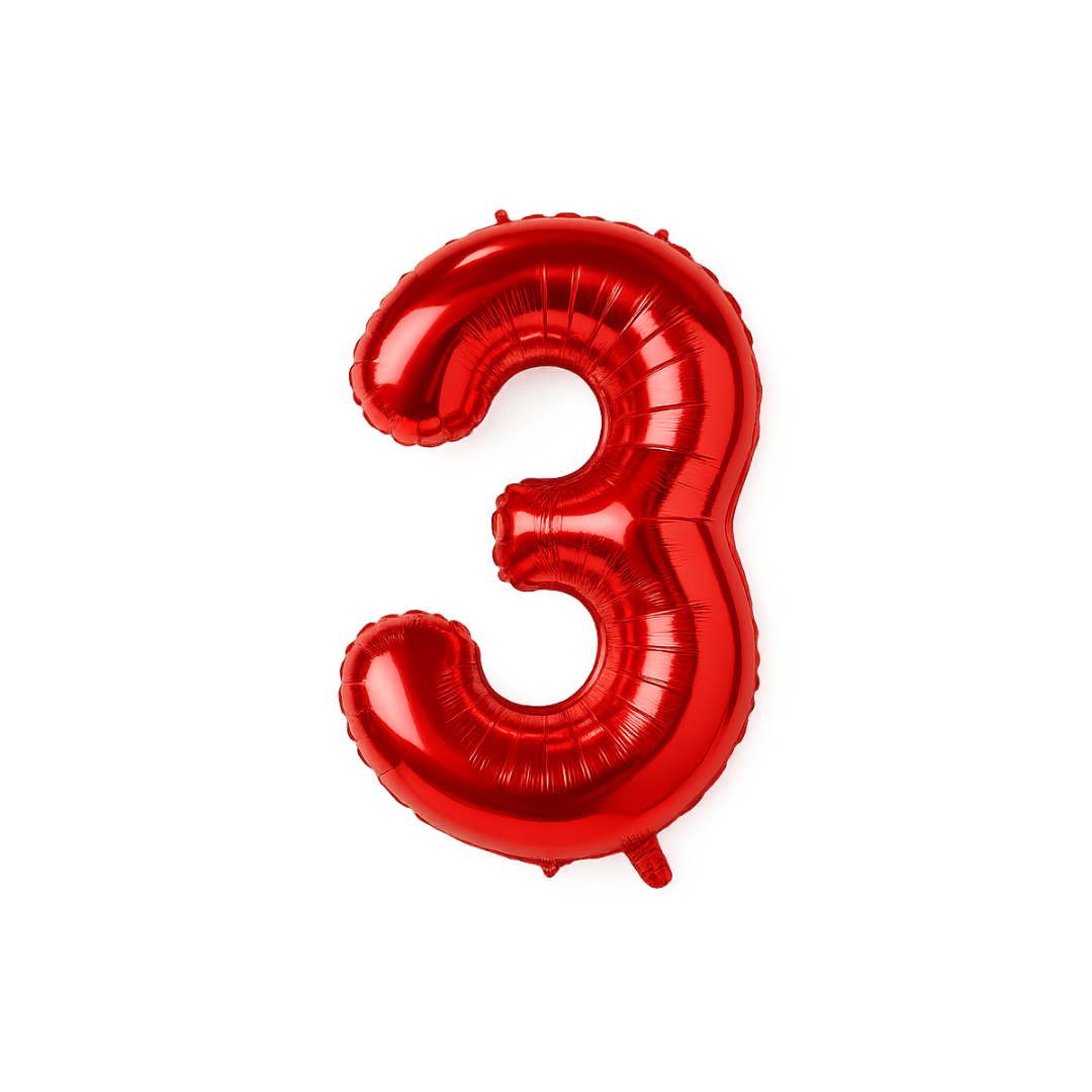40" Red Number 3 Foil Balloon – Giant Helium Balloon for Birthday Party Decorations