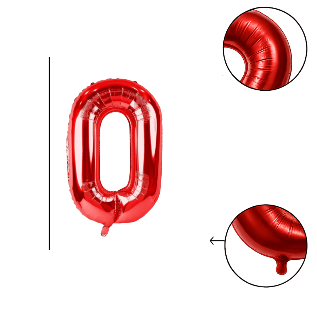 40" Red Number 0 Foil Balloon β Giant Helium Balloon for Birthday Party Decorations
