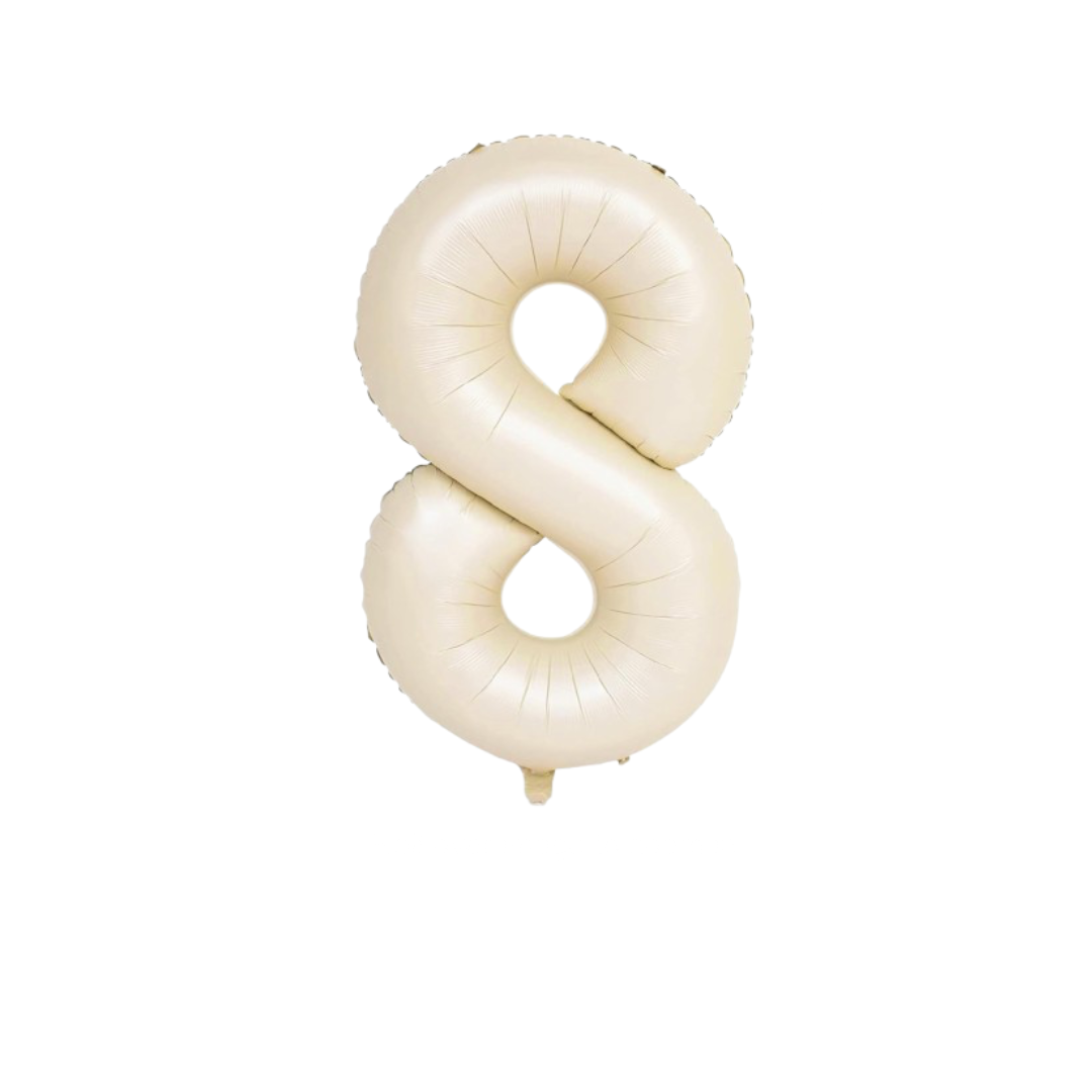 40" Beige Number 8 Balloon – Giant Foil Balloon for Elegant Kids’ Birthdays & Neutral Decor