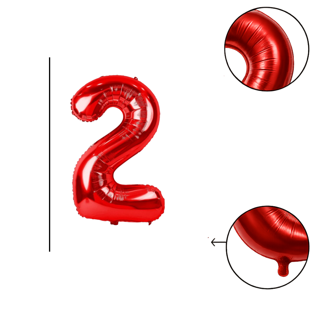40" Red Number 2 Foil Balloon β Giant Helium Balloon for Birthday Party Decorations