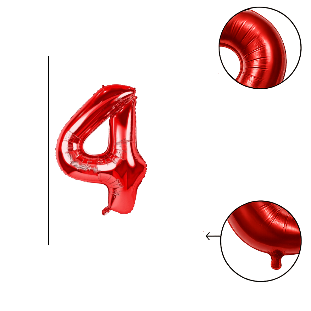 40" Red Number 4 Foil Balloon β Giant Helium Balloon for Birthday Party Decorations
