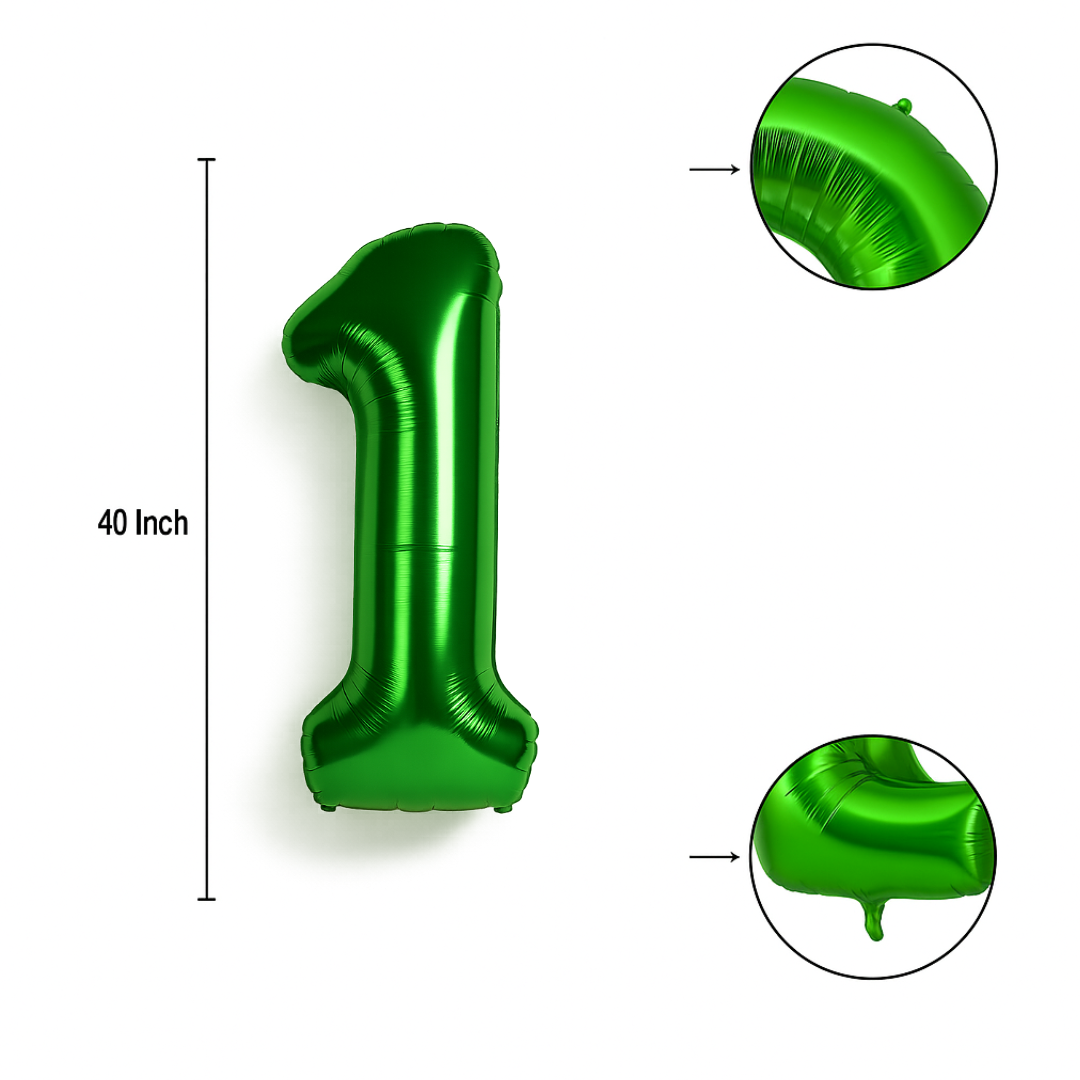 Green 40 Inch Number 1 Balloon – Giant Foil Helium Birthday Party Decoration