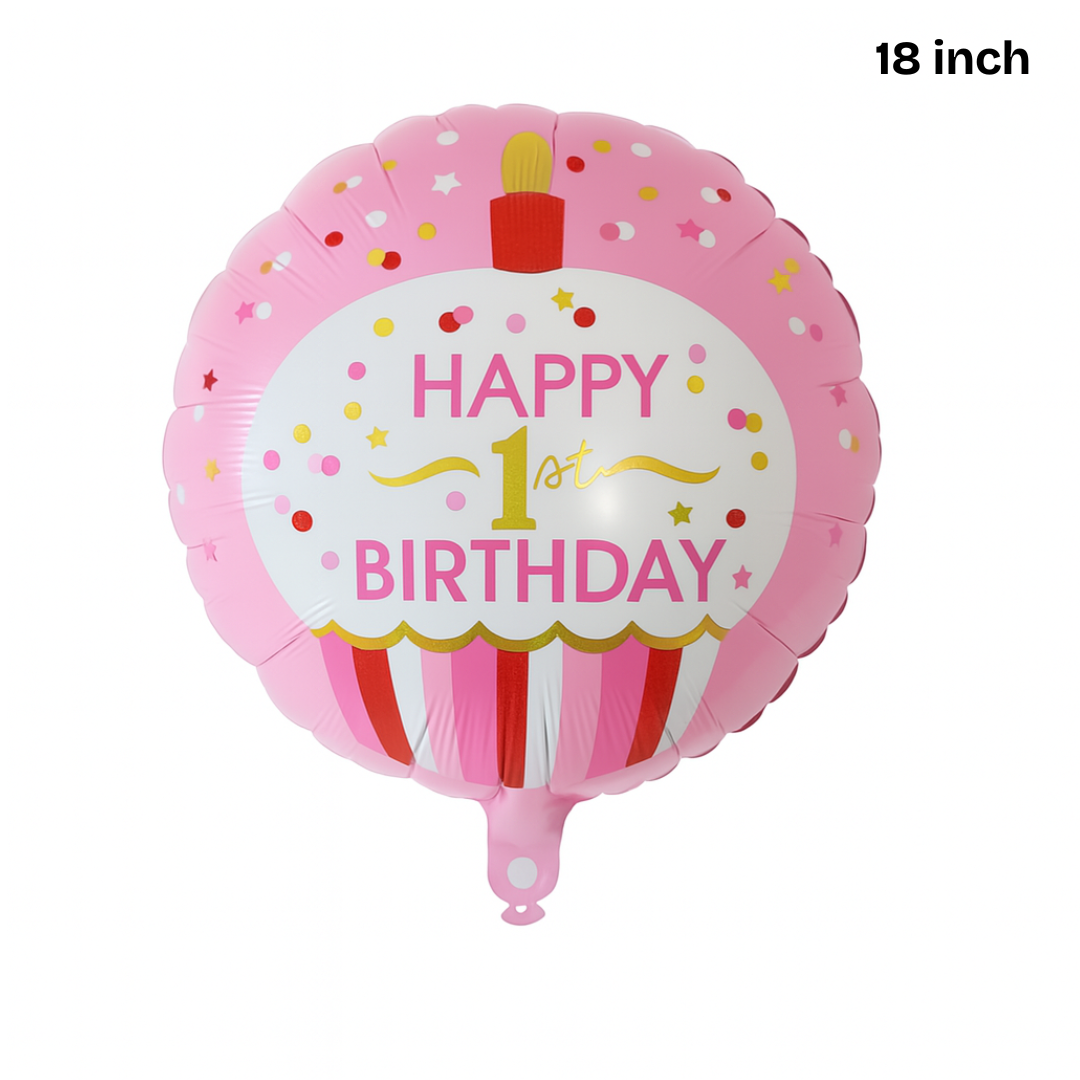 1st Birthday Foil Balloon β Baby Cake Design