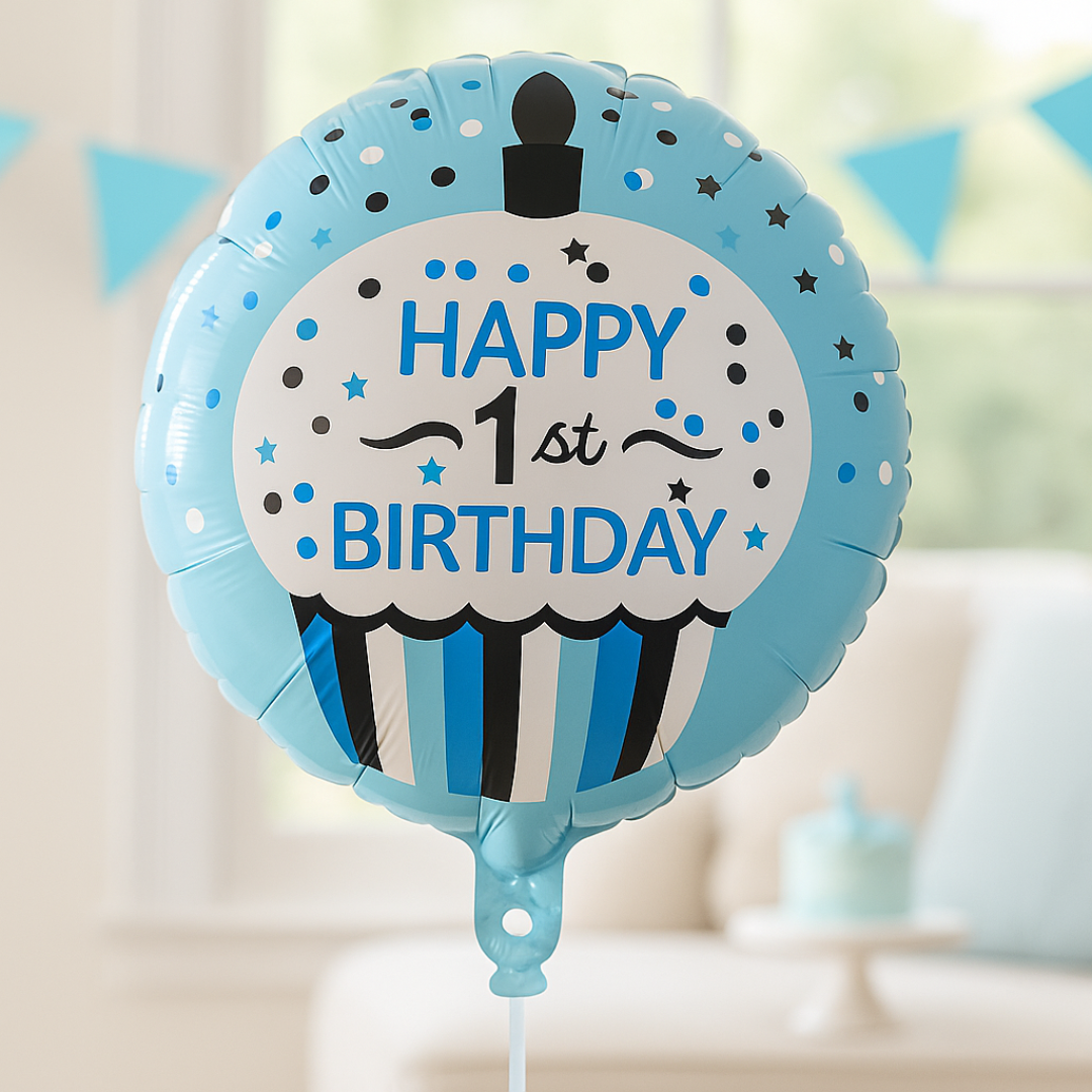 1st Birthday Foil Balloon β Baby Cake Design