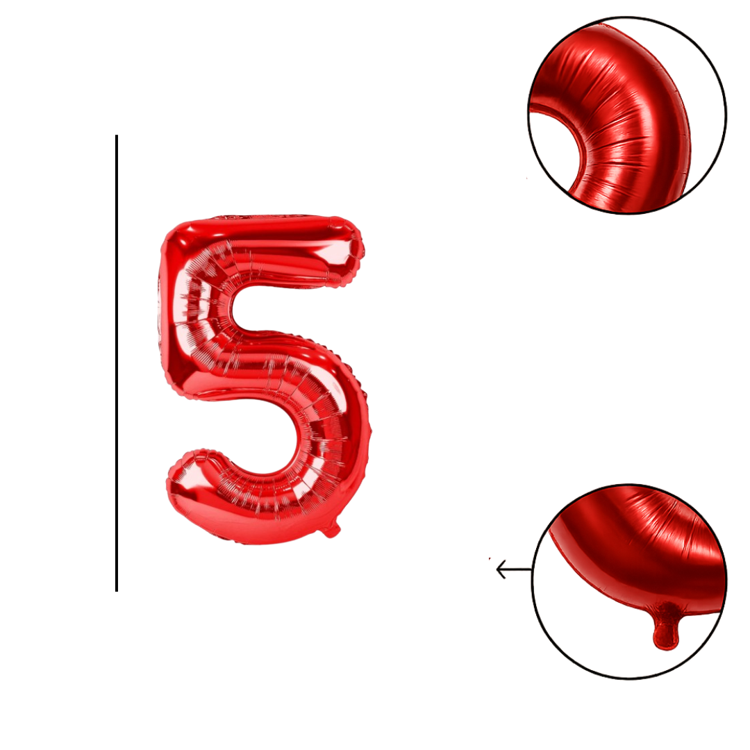 40" Red Number 5 Foil Balloon β Giant Helium Balloon for Birthday Party Decorations