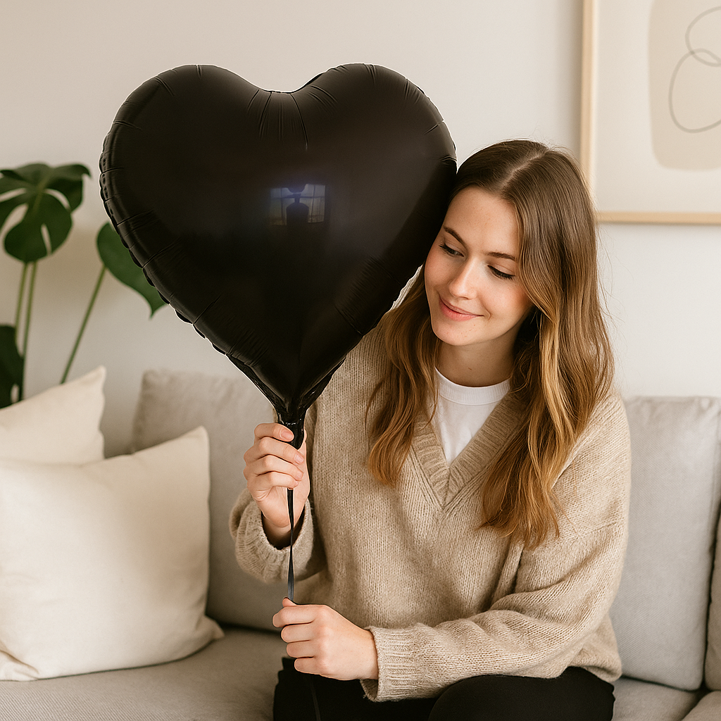 Black Heart Foil Balloon β 18" Romantic Gothic Party Decoration