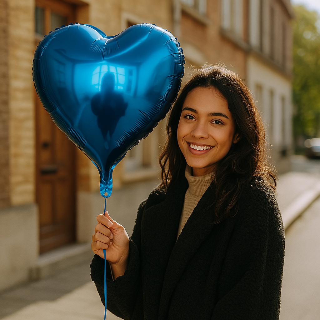 Blue Heart Foil Balloon β 18" Metallic Love Party Decoration