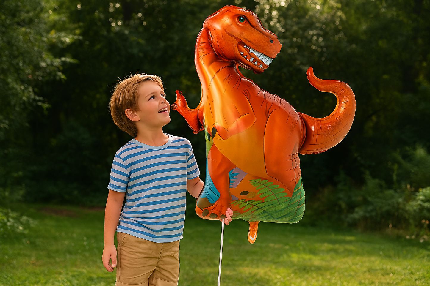 T-Rex Dinosaur Foil Balloon – Orange Jurassic Balloon for Kids Birthday Party