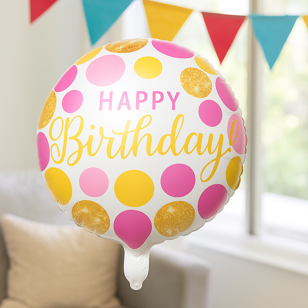 Happy Birthday Foil Balloon – Round or Oval Helium Balloon with Colorful Design
