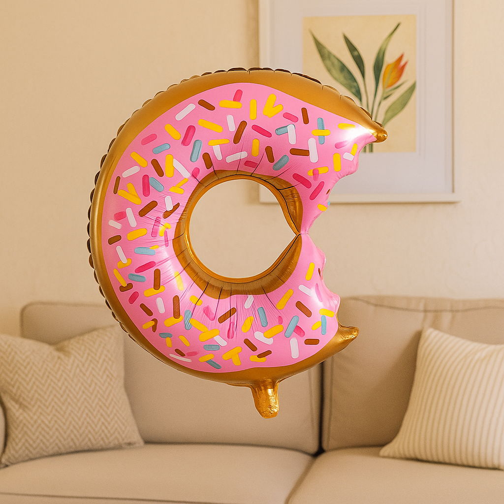 Donut Balloon Foil – Pink Frosted with Sprinkles | Fun Party Decoration