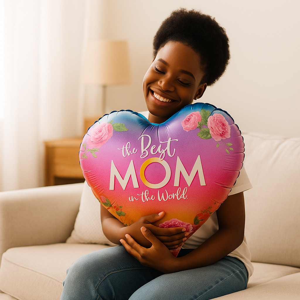 Heart Foil Balloon Best Mom in the World – 18 Inch Mother’s Day Decoration
