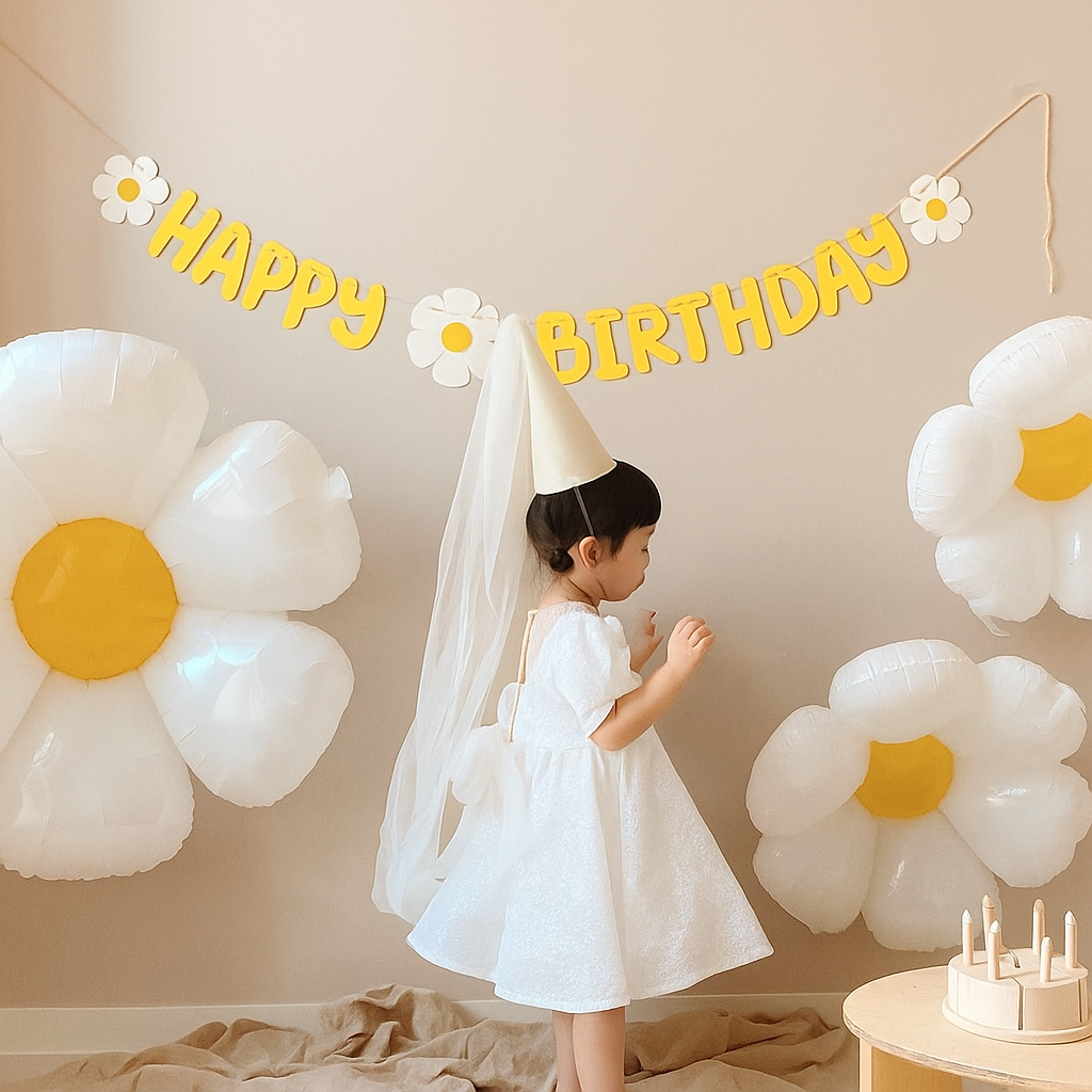 White Daisy Foil Balloon – Large 70cm Flower Shape for Party