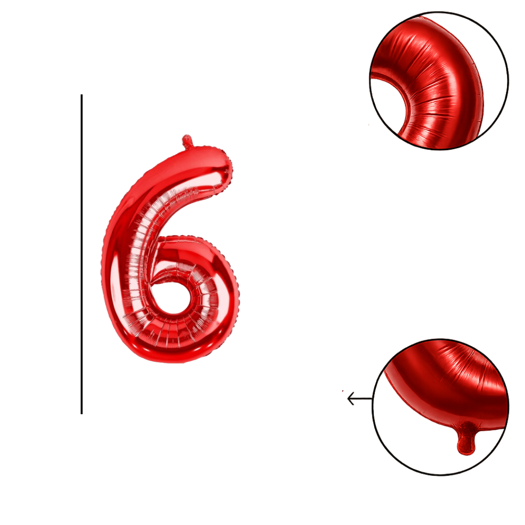 40" Red Number 6 Foil Balloon β Giant Helium Balloon for Birthday Party Decorations