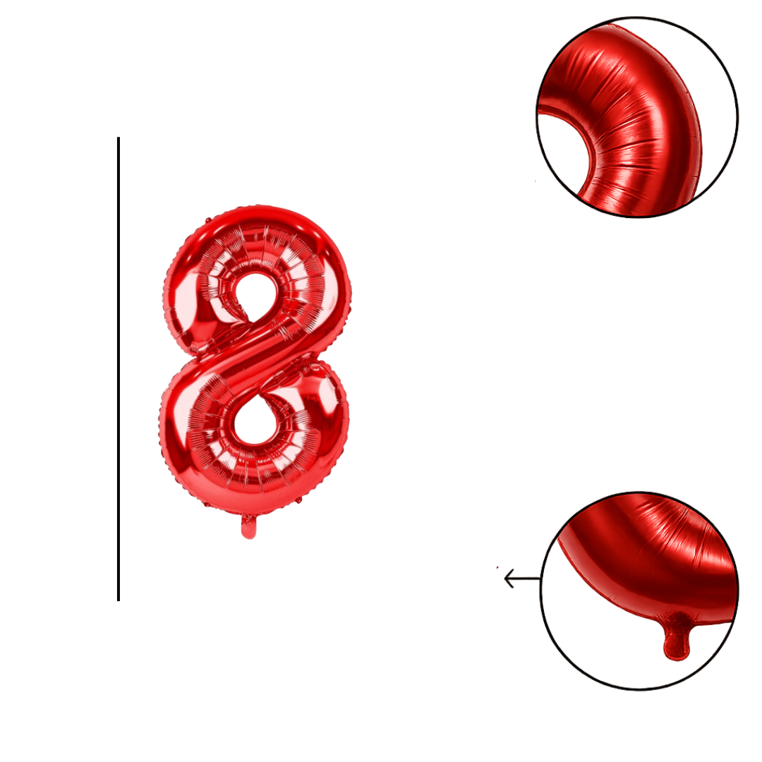 40" Red Number 8 Foil Balloon β Giant Helium Balloon for Birthday Party Decorations