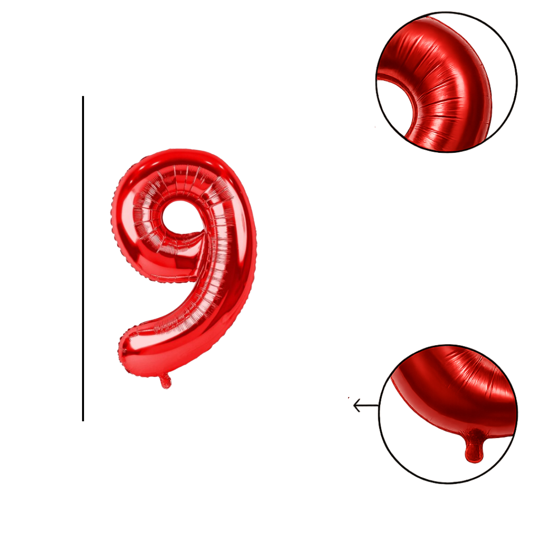 40" Red Number 9 Foil Balloon β Giant Helium Balloon for Birthday Party Decorations
