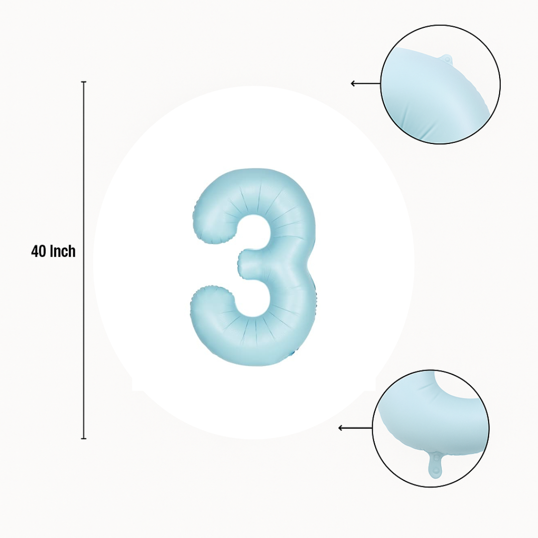 Blue Number 3 Balloon – 40" Foil Birthday Party Decoration