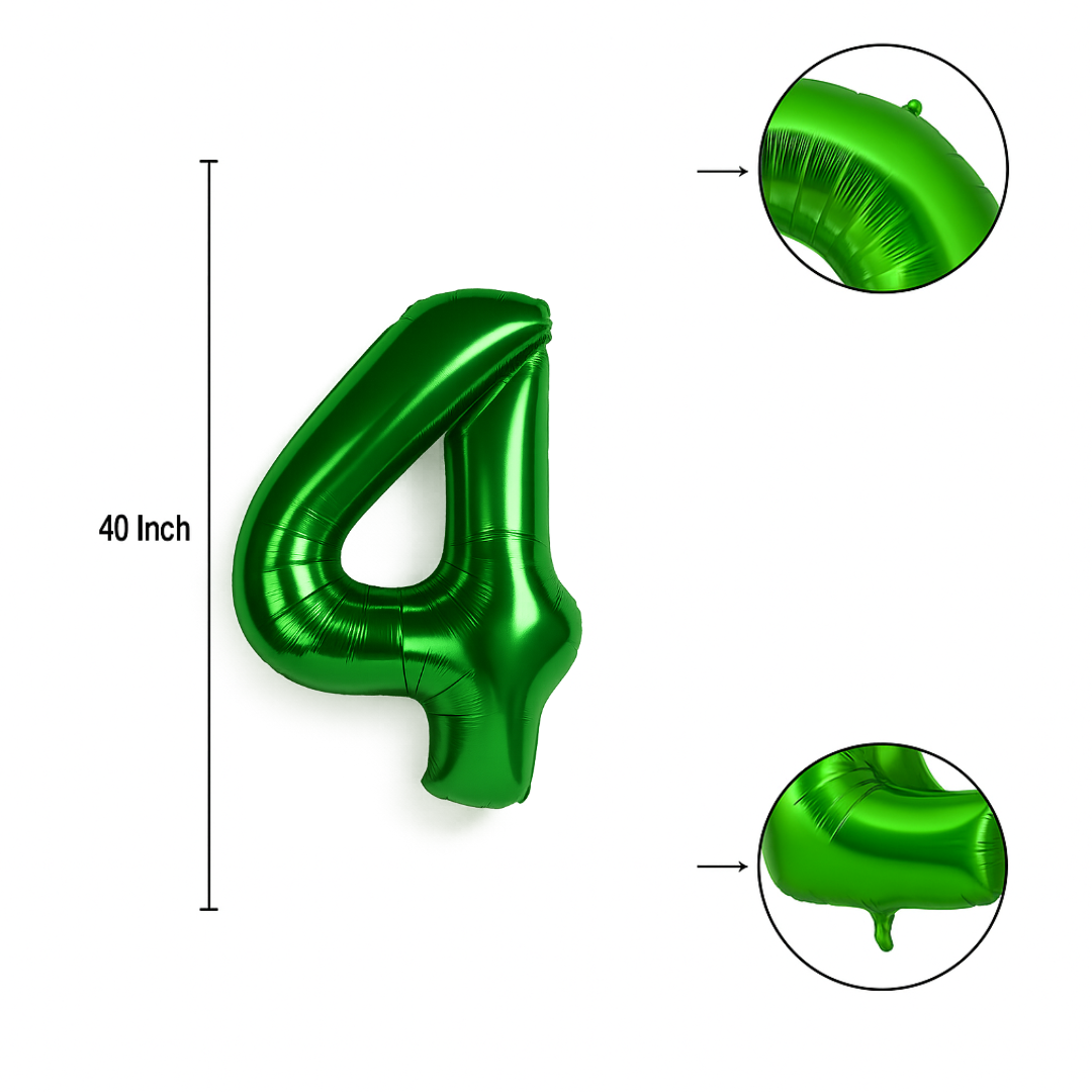 Green 40 Inch Number 4 Balloon β Giant Foil Helium Birthday Party Decoration