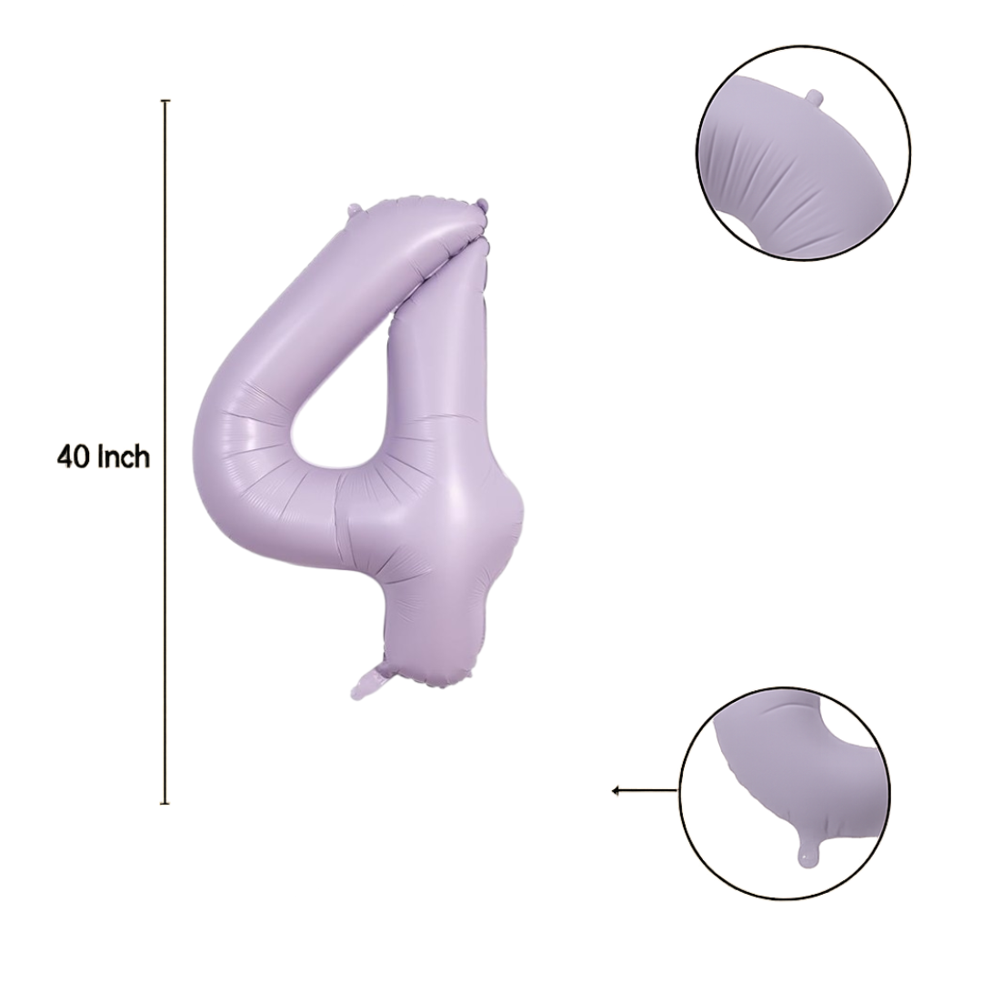 40" Number 4 Foil Balloon – Baby Purple Pastel Lavender – Giant Birthday & Party Decoration