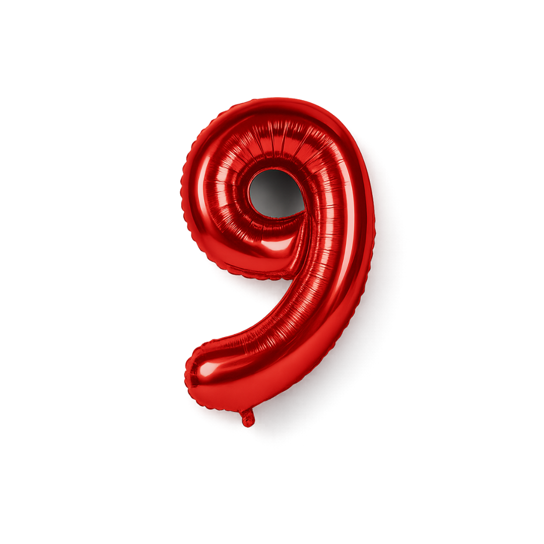 40" Red Number 9 Foil Balloon – Giant Helium Balloon for Birthday Party Decorations