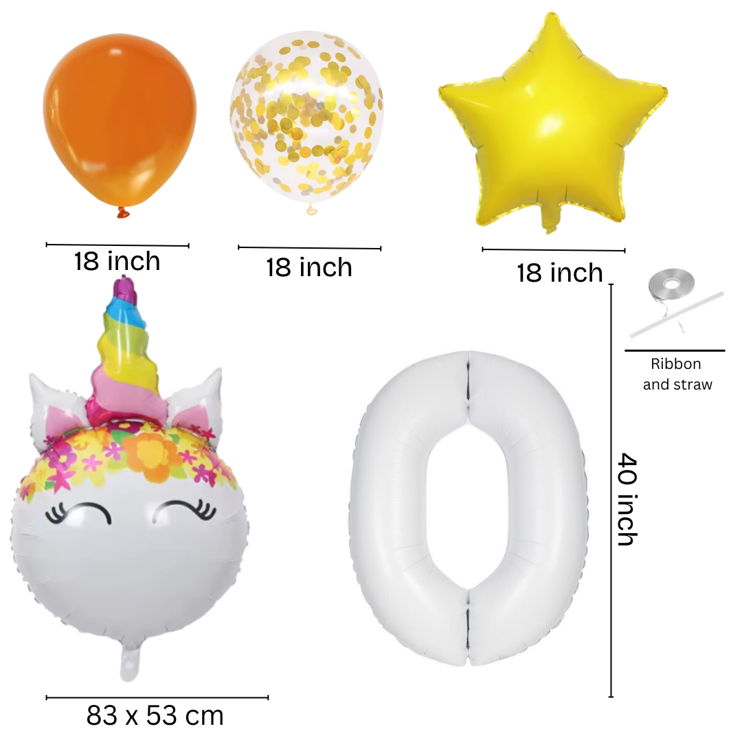 Unicorn Numbers  Balloon Set princess Foil Balloons for Girls Birthday Party dec