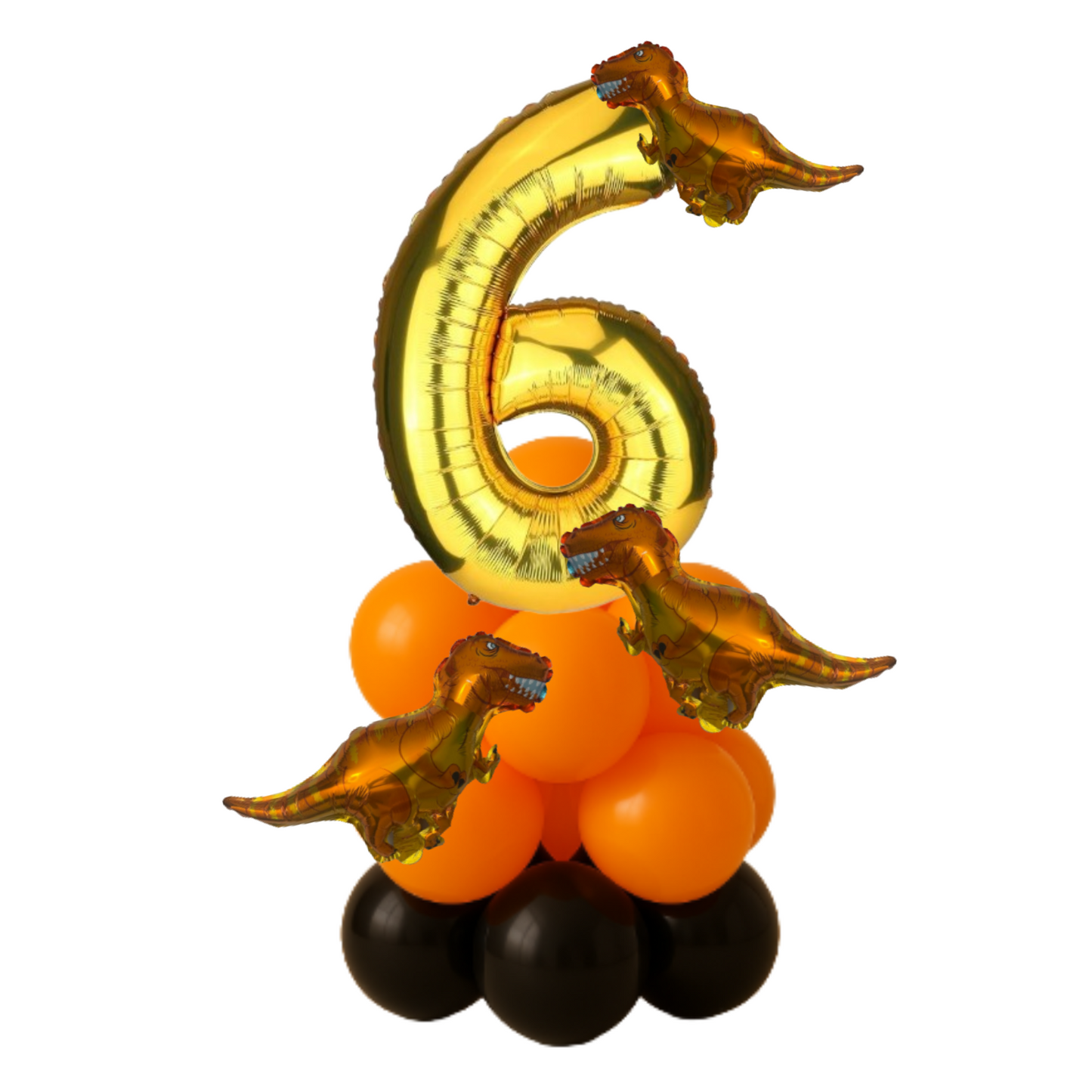 Dinosaur Balloon Display Age 7 Birthday Party Decoration for Boy – Orange, Black