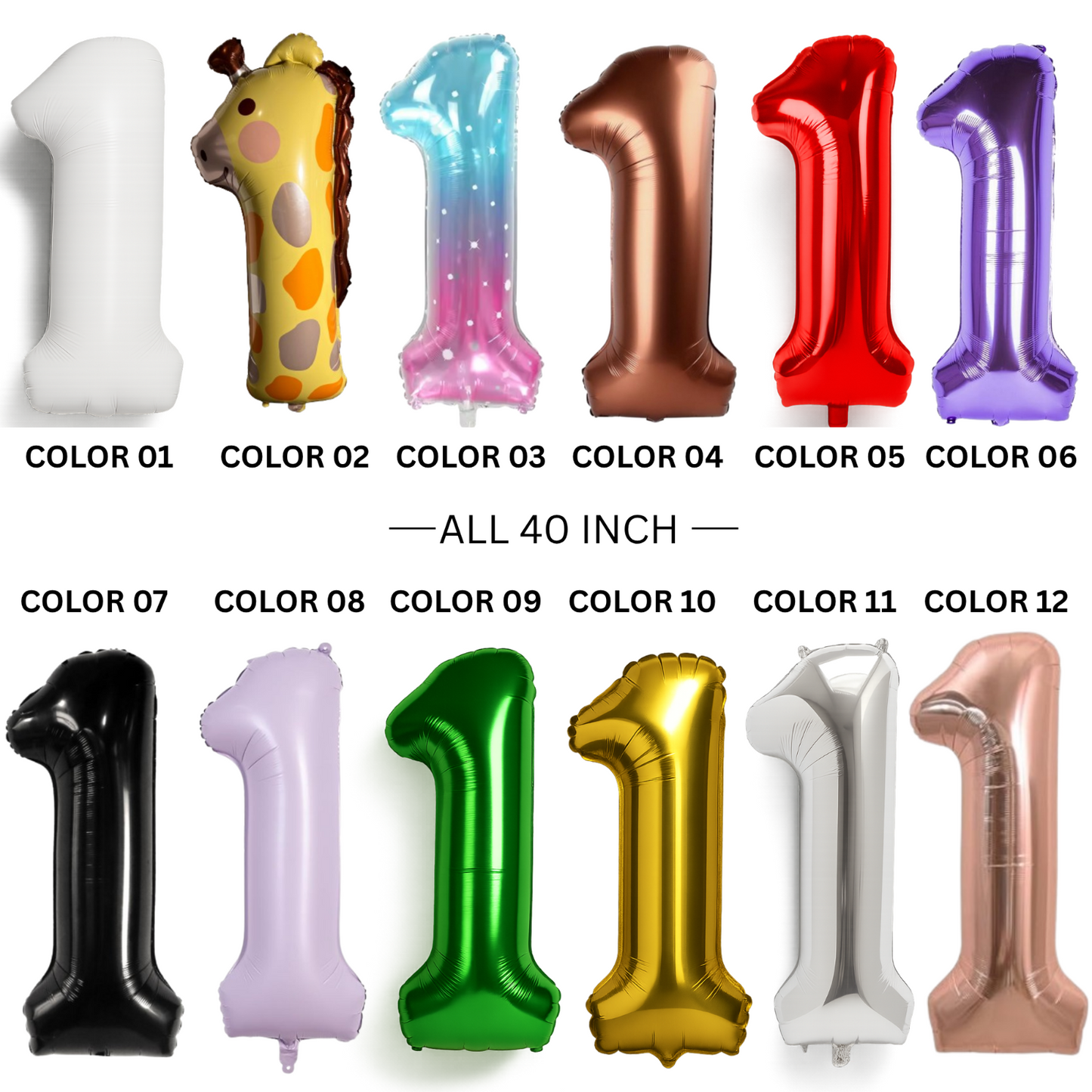 1st Birthday Balloon Set Number 1 with Bear Hearts & Stars Baby Party Decoration
