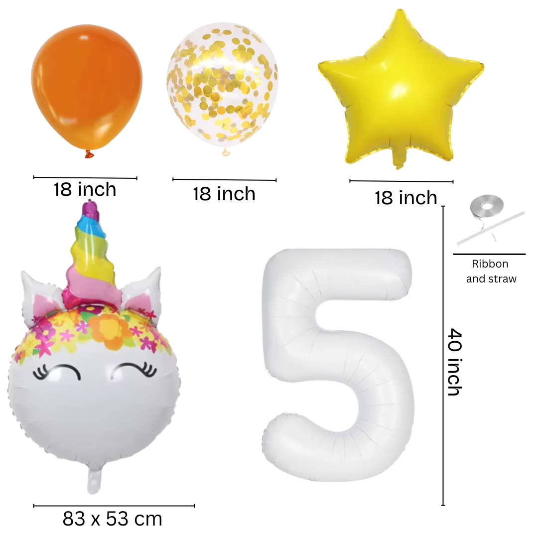 Unicorn Numbers  Balloon Set princess Foil Balloons for Girls Birthday Party dec