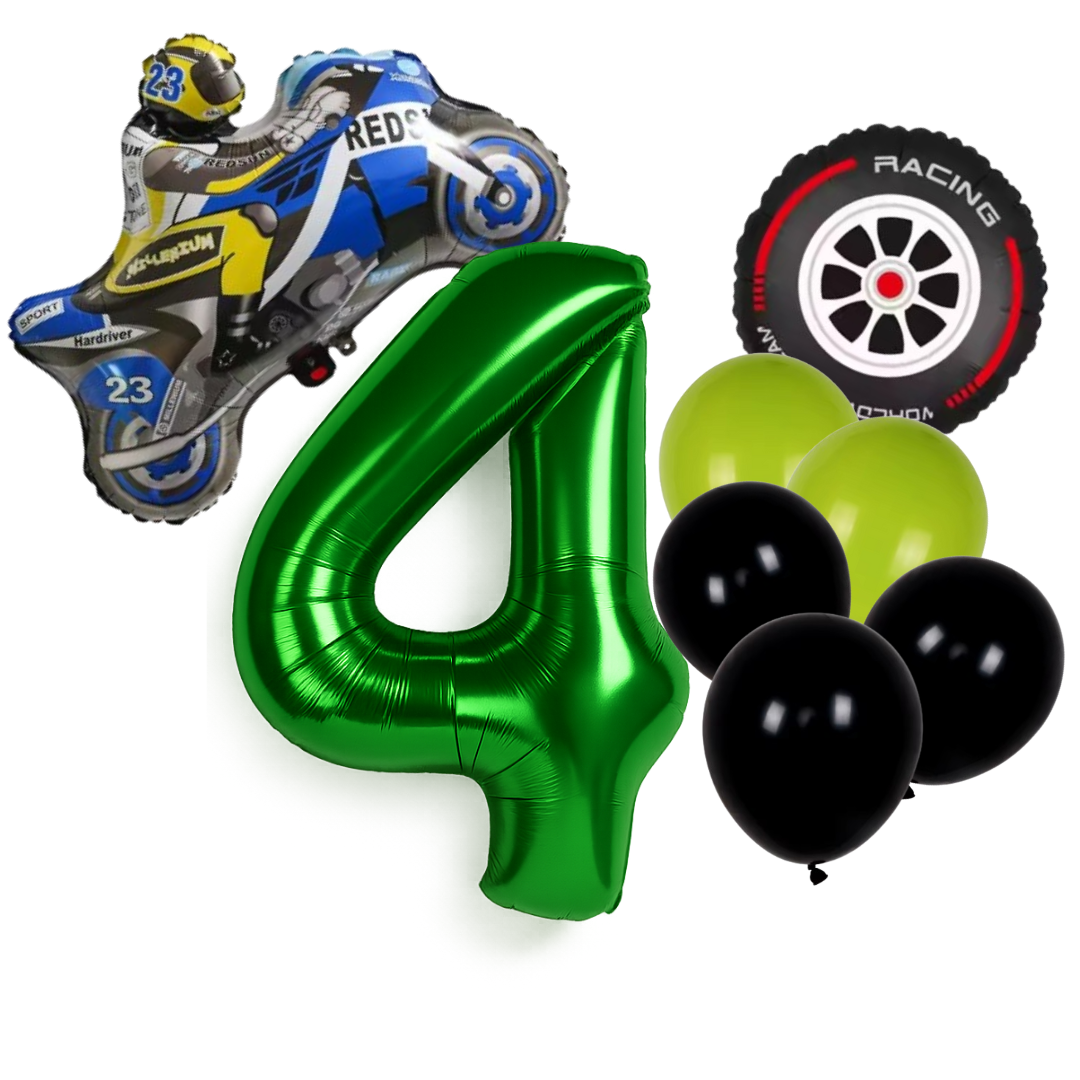 Motorbike Birthday Balloon Number 1-20 Green Blue Racing Theme Party Decoration