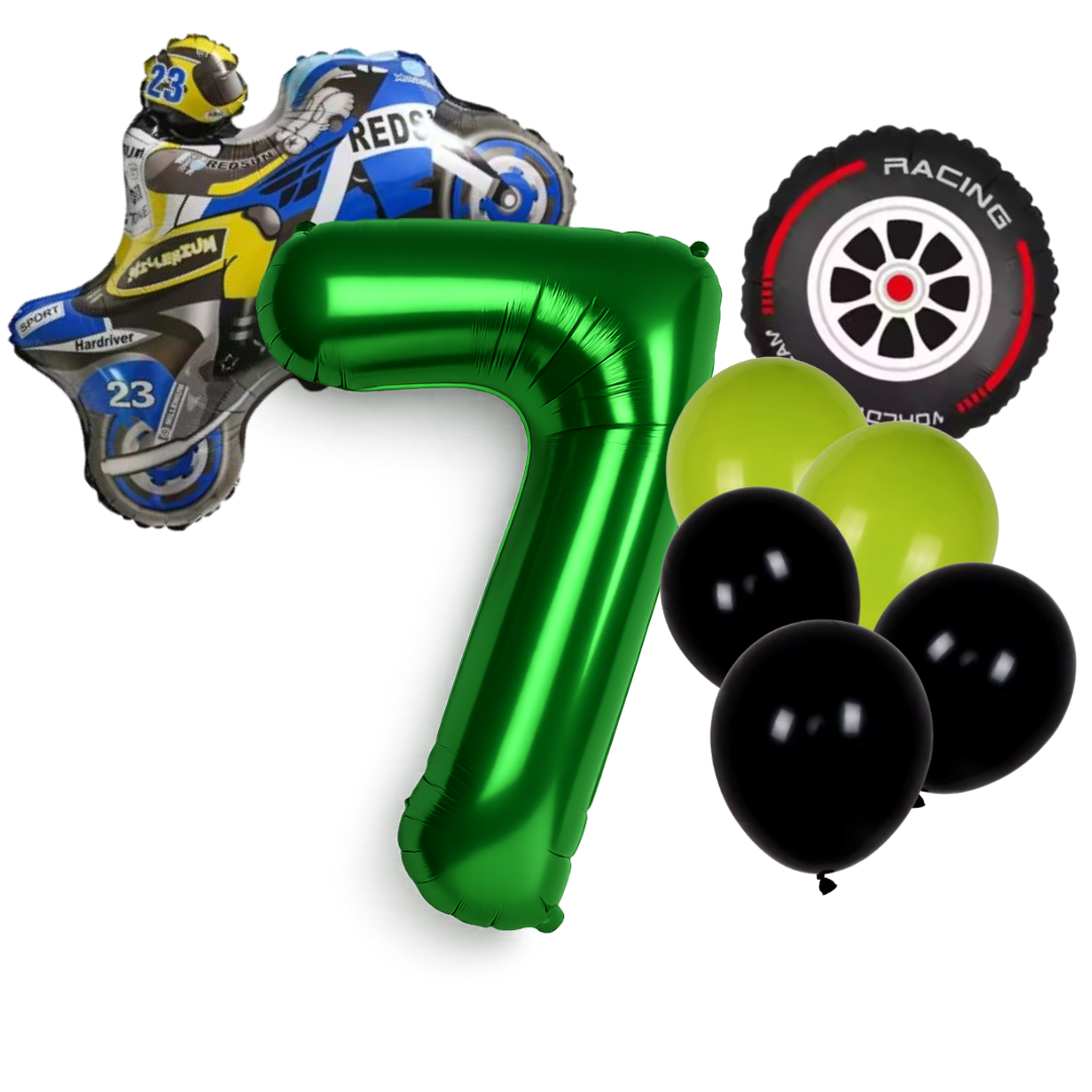 Motorbike Birthday Balloon Number 1-20 Green Blue Racing Theme Party Decoration