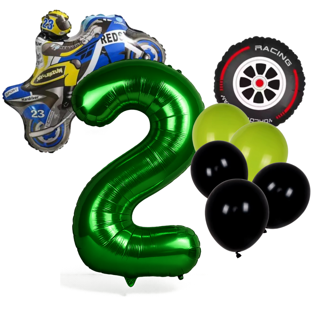 Motorbike Birthday Balloon Number 1-20 Green Blue Racing Theme Party Decoration