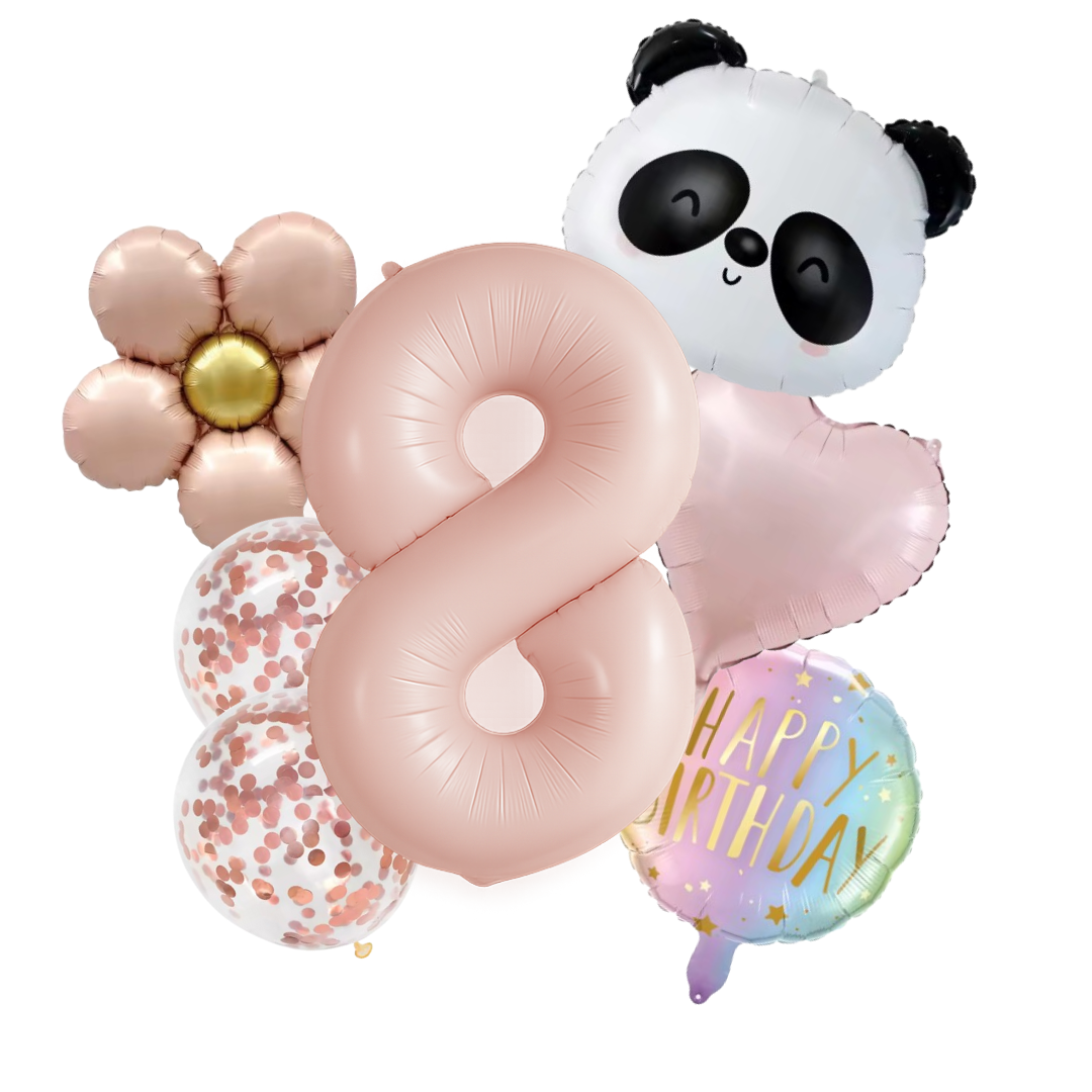 1st -9th Birthday Balloons Girl Set β Panda, Rose Gold Number, Party Decorations
