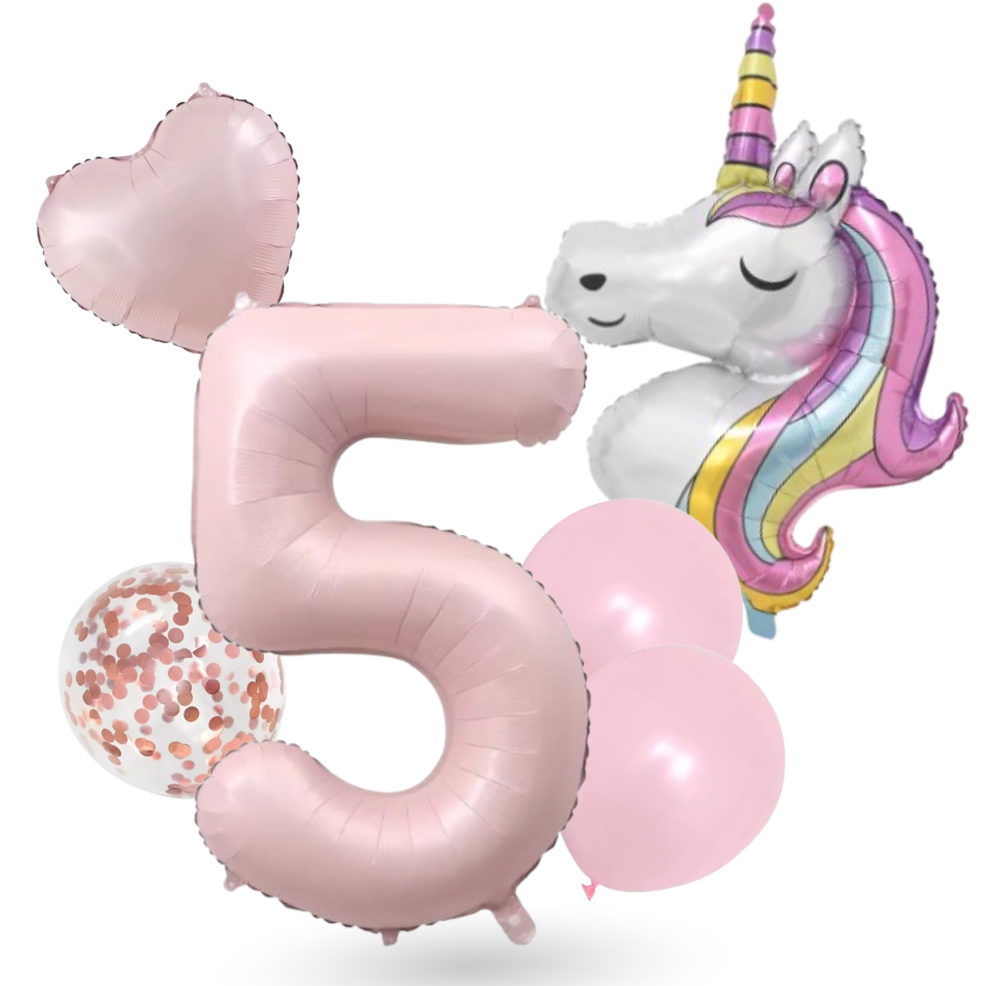 Unicorn Numbers  Balloon Set  Pink 40" Foil Balloons for Girls Birthday Party