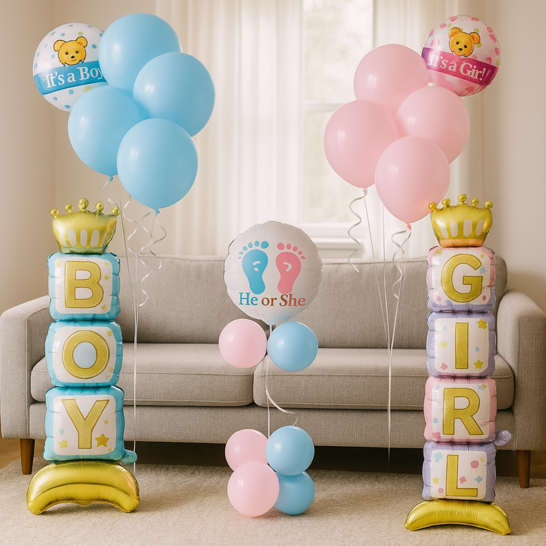 23PCS Gender Reveal Balloons Set - Baby Shower Decor - Pink Blue Garland