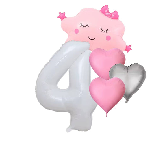 Foil Number Balloons Set 1-9 Helium Balloons for Girls Birthday Pink & Silver