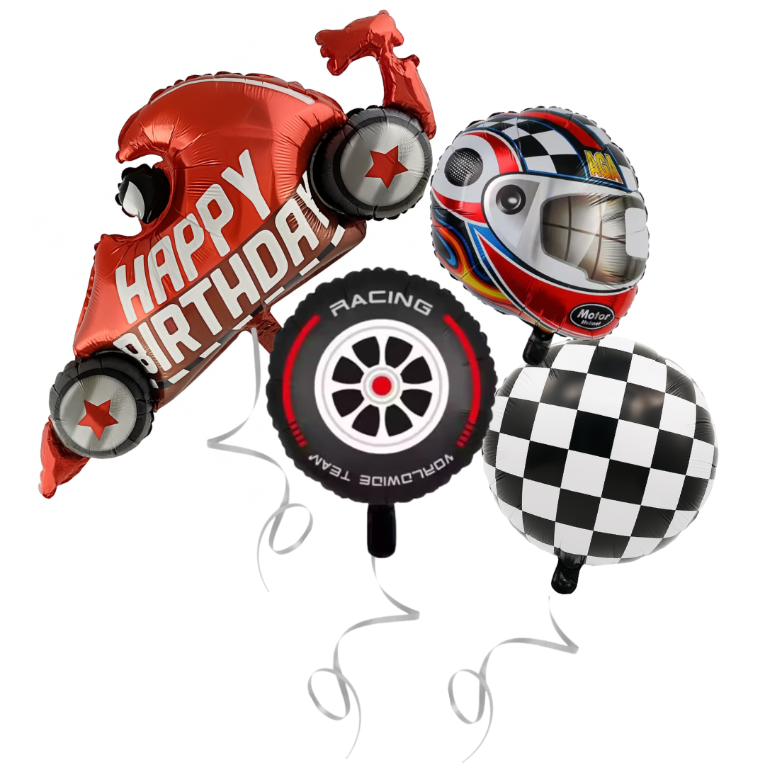 Racing Car Balloons Set Happy Birthday | Race Car Foil Balloons