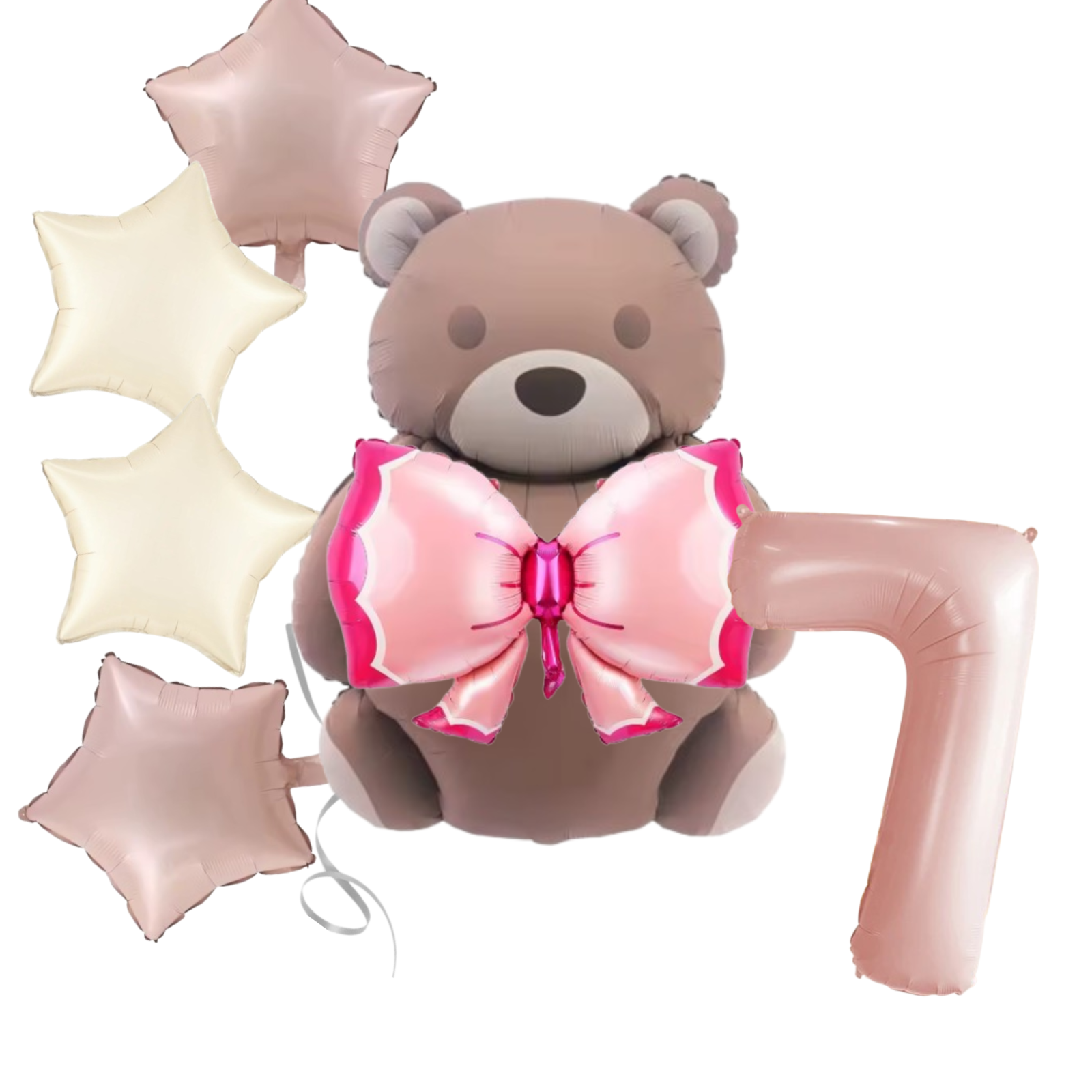 1st Birthday Balloon pink teddy Bear & Star Foil Baby girl rose Party Decoration