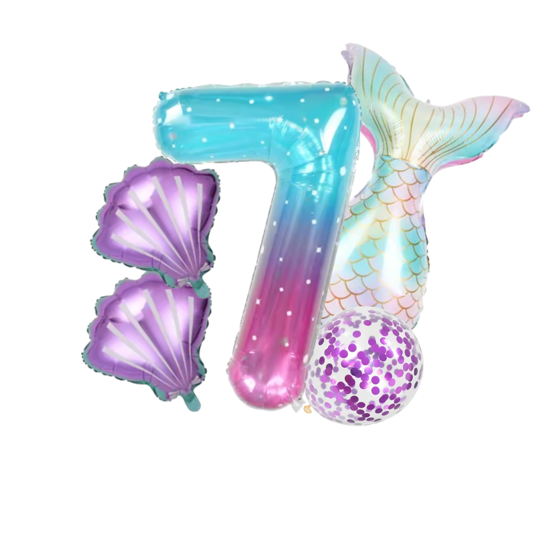40" Clear Jellyfish Balloon Set with Foil Shells & Mermaid Tail – Party Decor