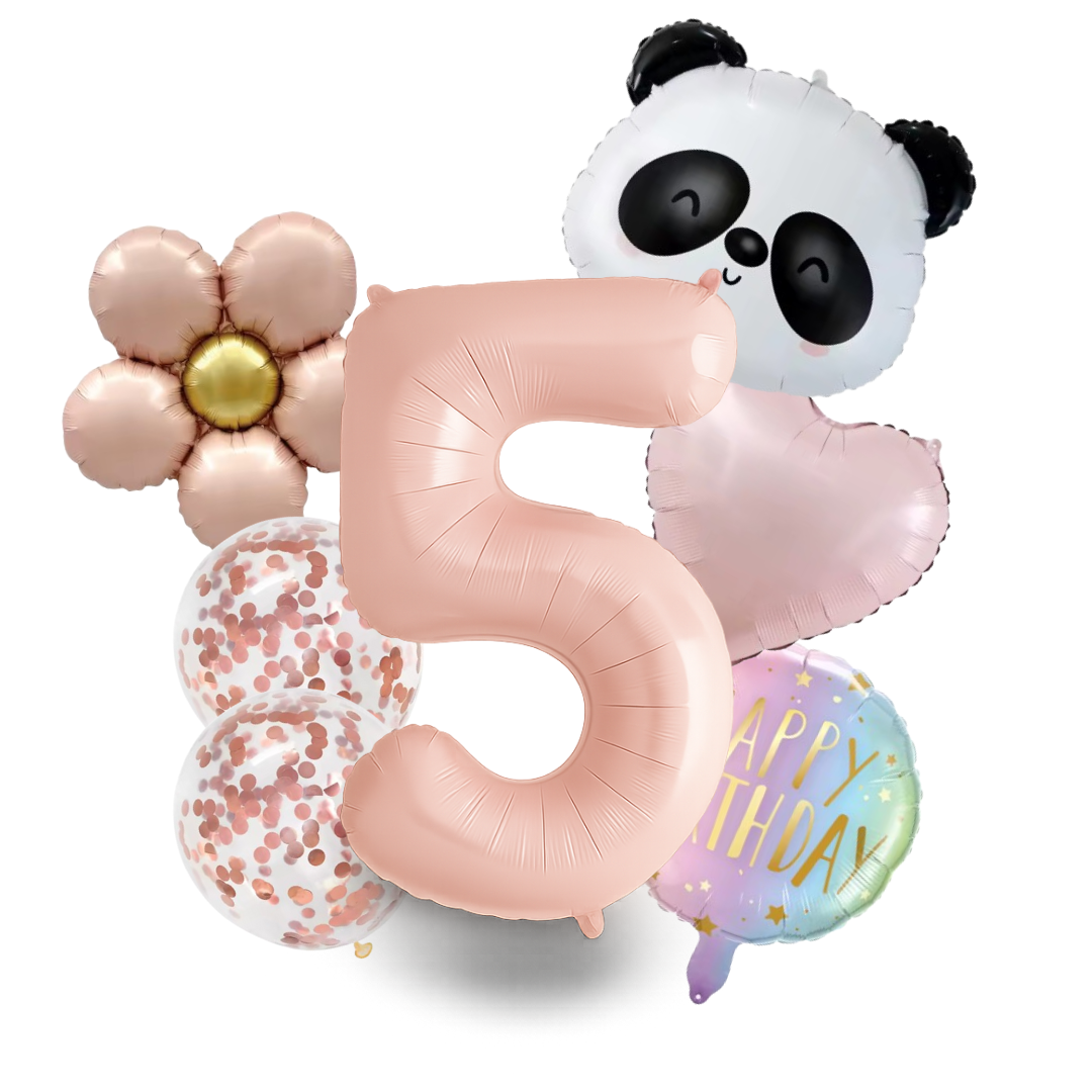 1st -9th Birthday Balloons Girl Set β Panda, Rose Gold Number, Party Decorations
