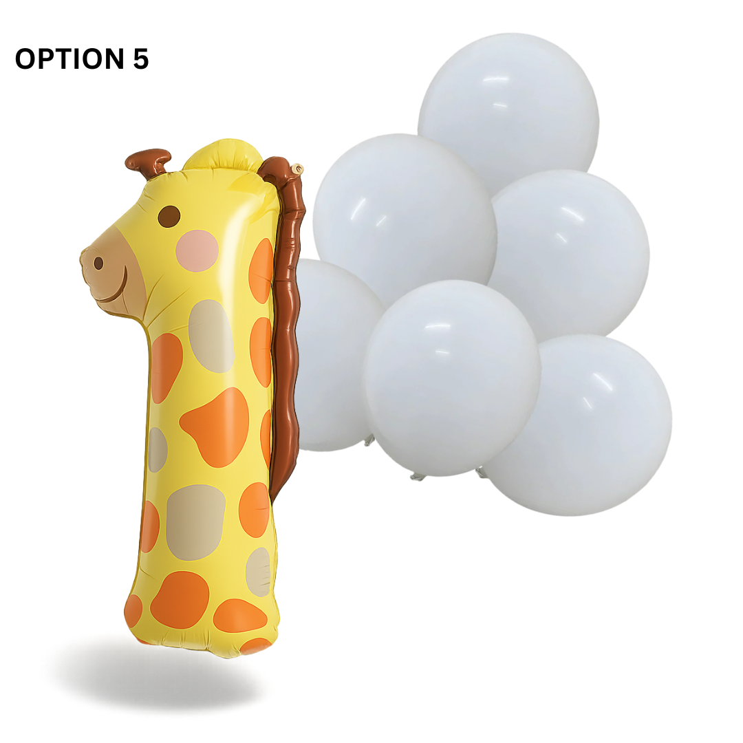 40" Giraffe Number 1 Balloon Set Safari Jungle 1st Birthday Decor Brown & Beige