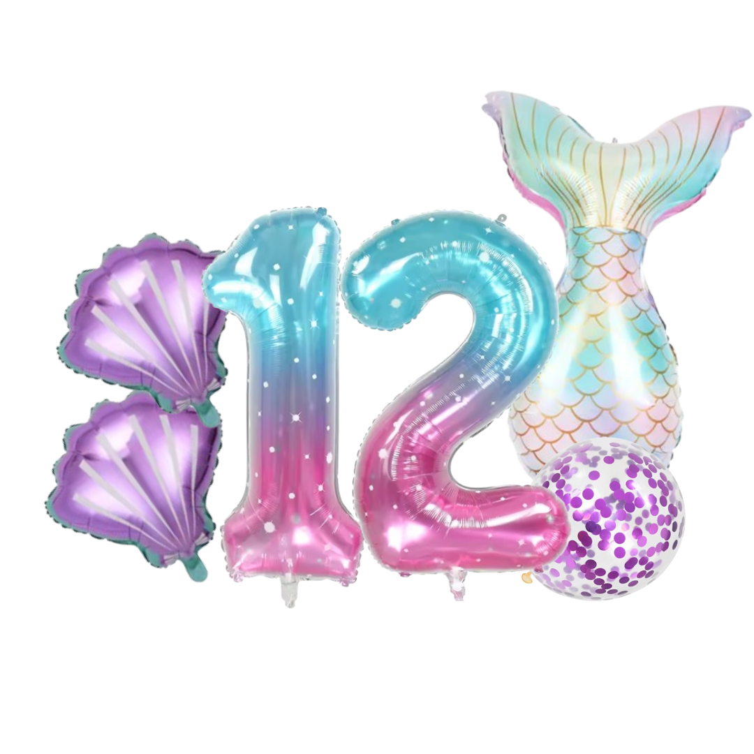 40" Clear Jellyfish Balloon Set with Foil Shells & Mermaid Tail – Party Decor
