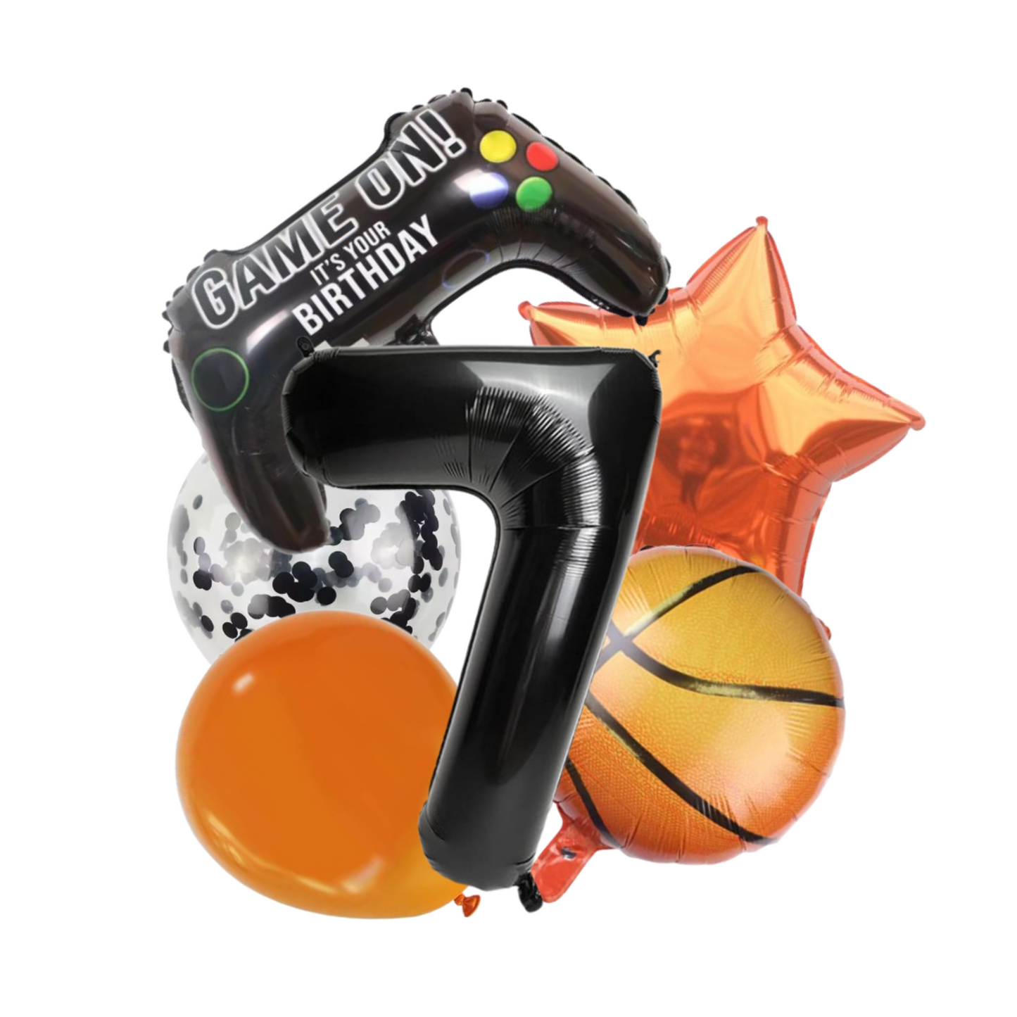 1-9 Birthday Balloon Set Gamer Sports Theme Foil Number Balloons Controller Bask