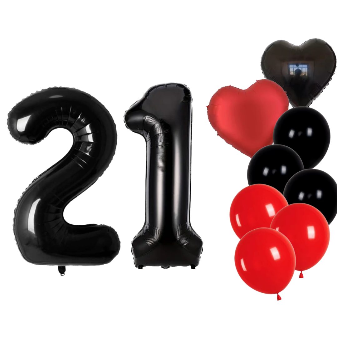 40'' Number Balloons Set + 18'' Heart + 12'' Latex Balloons Birthday Party Deco