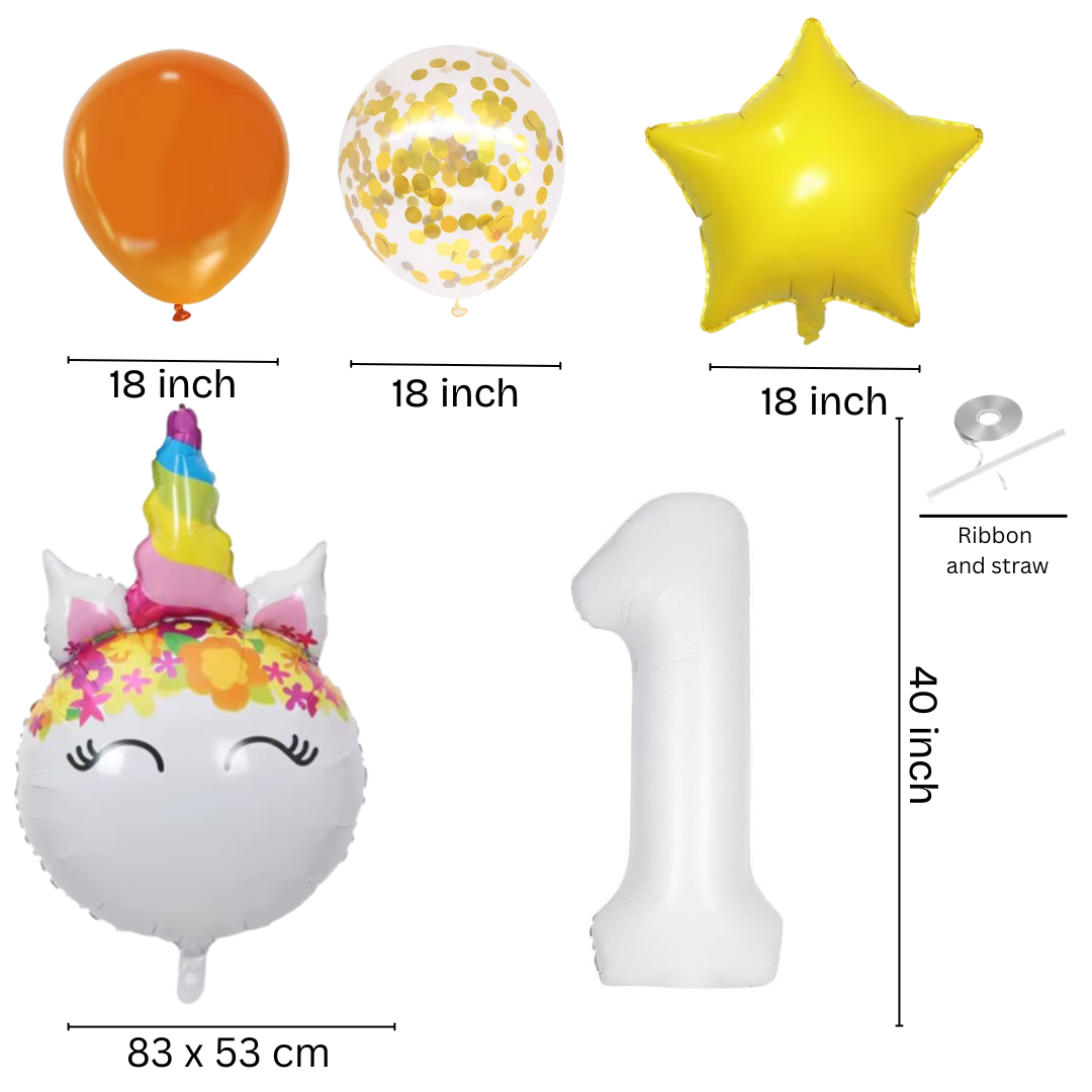 Unicorn Numbers  Balloon Set princess Foil Balloons for Girls Birthday Party dec