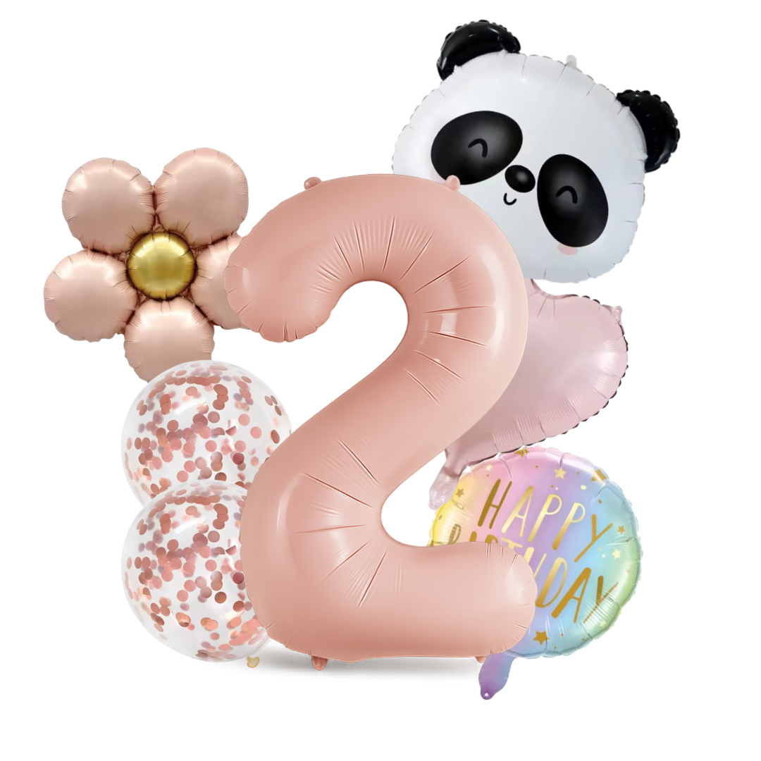 1st -9th Birthday Balloons Girl Set β Panda, Rose Gold Number, Party Decorations