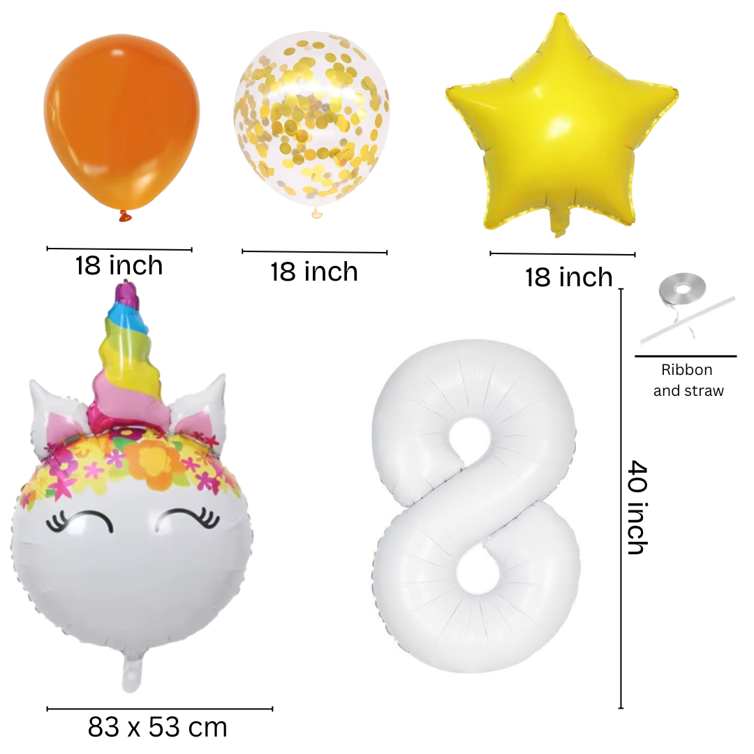 Unicorn Numbers  Balloon Set princess Foil Balloons for Girls Birthday Party dec