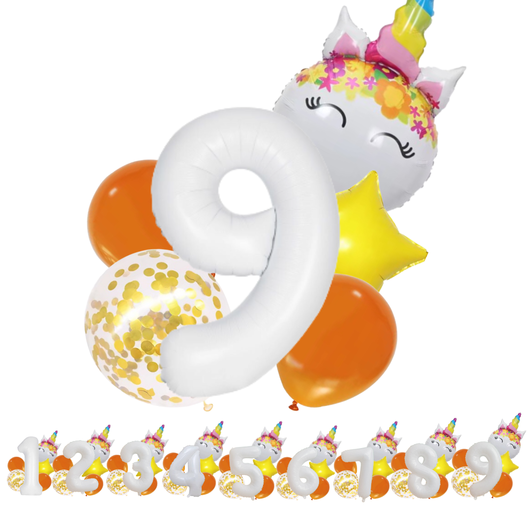 Unicorn Numbers  Balloon Set princess Foil Balloons for Girls Birthday Party dec
