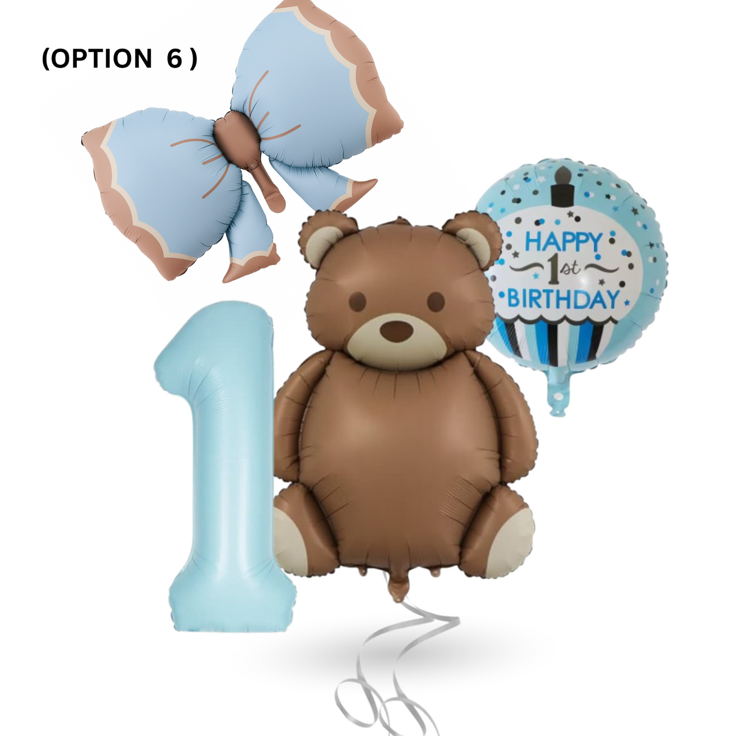 1st Birthday Balloon Set Number 1 with Bear Hearts & Stars Baby Party Decoration